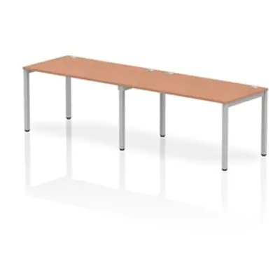 Impulse Bench Single Row 2 Person 1400 Silver Frame Bench Desk Beech