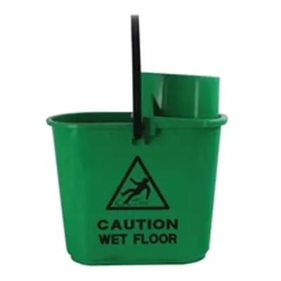 2Work Plastic Mop Bucket with Wringer 15 Litre Green 102946GN