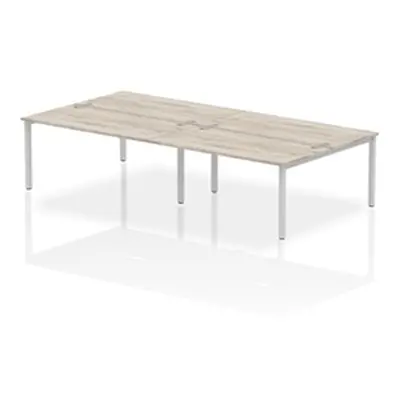 Impulse Bench B2B 4 Person 1600 Silver Frame Bench Desk Grey Oak