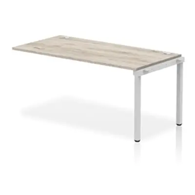 Impulse Bench Single Row Ext Kit 1600 Silver Frame Bench Desk Grey Oak