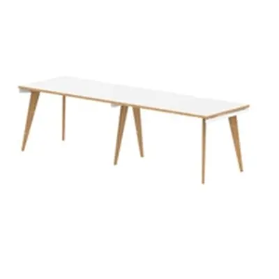 Oslo 1200mm Single Row 2 Person Desk White Top Wood Edge White Frame