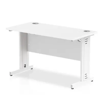 Impulse 1200 x 600mm Straight Desk White Top White Cable Managed Leg