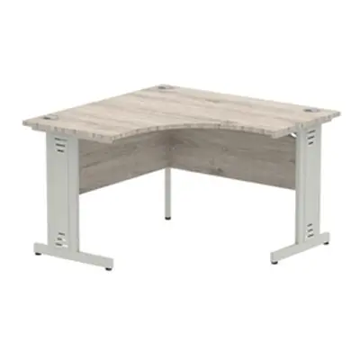 Impulse 1200mm Corner Desk Grey Oak Top Silver Cable Managed Leg