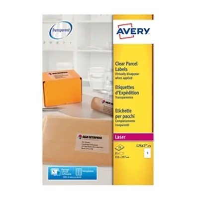 Avery Addressing Labels Laser 1 Per Sheet Clear [25 Labels] - L7567-25