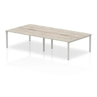 Evolve Plus 1600mm B2B 4 Person Desk Grey Oak Top Silver Frame