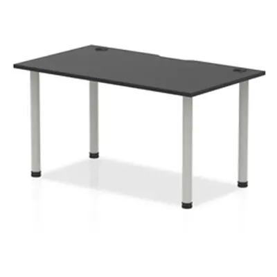 Impulse Black 1400 x 800mm Straight Table Black CP Silver Leg