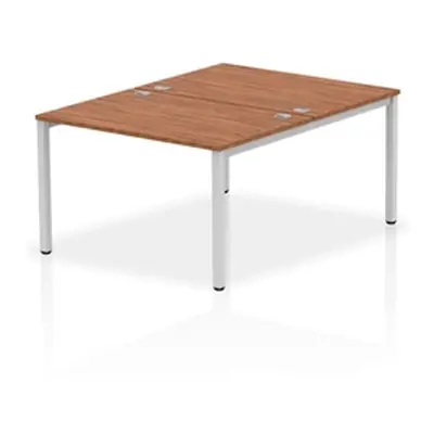 Impulse Bench B2B 2 Person 1200 Silver Frame Office Bench Desk Walnut