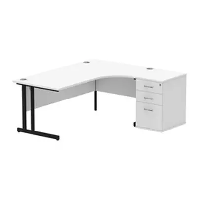 Impulse 1800 RH Crescent Desk White Black Cantilever 600 Desk High Ped