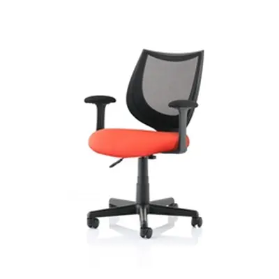 Camden Black Mesh Chair in Bespoke Seat Tabasco Orange