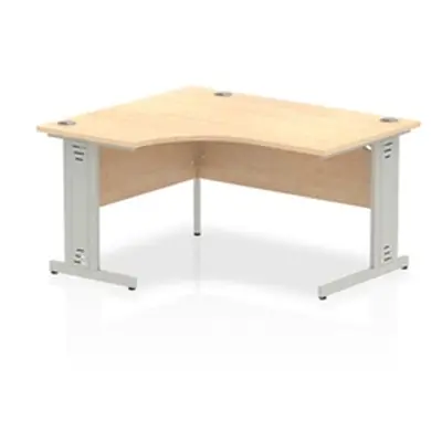 Impulse 1400mm Left Crescent Desk Maple Top Silver Cable Managed Leg