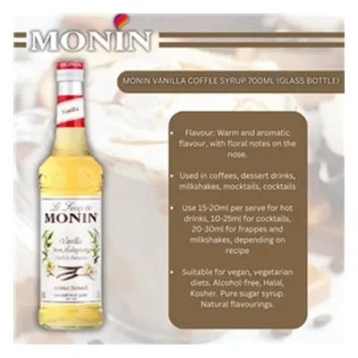 Monin Vanilla Coffee Syrup 700ml (Glass)