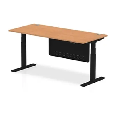 Air 1800 x 800mm Height Adjustable Desk Oak CP Black Leg Modesty Panel