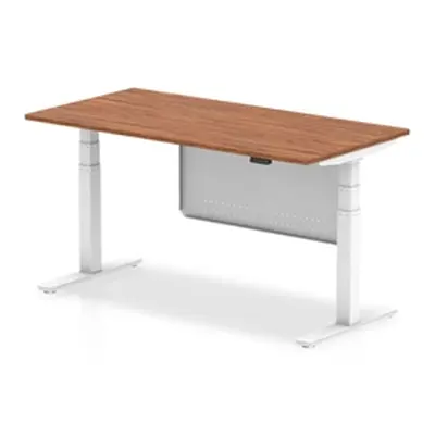 Air 1600x800 Height Adjustable Desk Walnut White Leg Modesty Panel