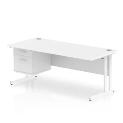 Impulse 1800 Rectangle White Cant Leg Desk White 1 x 2 - MI002212