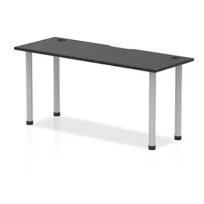 Impulse Black 1600 x 600mm Straight Table Black CP Silver Leg