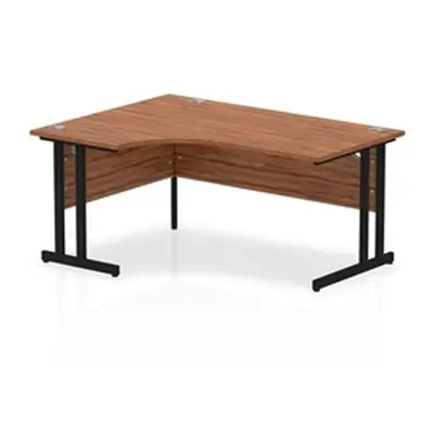 Impulse 1600mm Left Crescent Desk Walnut Top Black Cantilever Leg