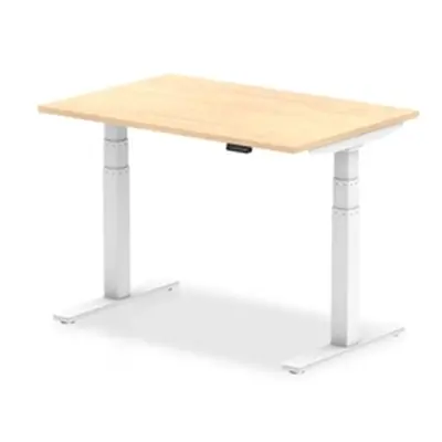 Air 1200/800 Maple Height Adjustable Desk With White Legs - HA01033