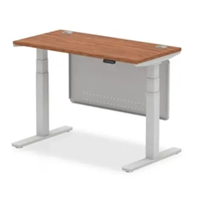 Air 1200x600 Height Adjustable Desk Walnut CP Silver Leg Modesty Panel