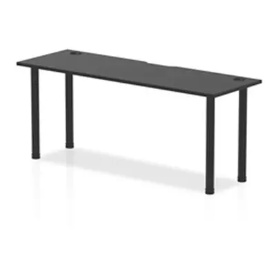 Impulse Black 1800 x 600mm Straight Table Black Top with CP Black Leg