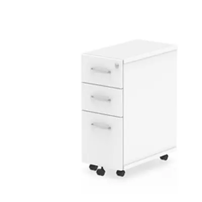 Impulse Narrow Under Desk Pedestal 3 Drawer White - I001655