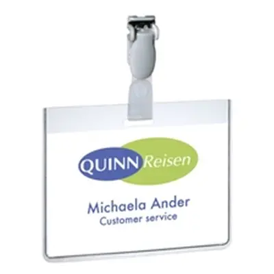 Durable Visitor Badge with Strap 60x90mm Clear (25 Pack)