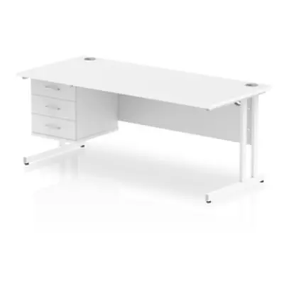 Impulse 1800 Rectangle White Cant Leg Desk White 1 x 3 - MI002220