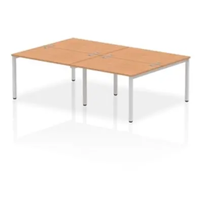 Impulse Bench B2B 4 Person 1200 Silver Frame Office Bench Desk Oak