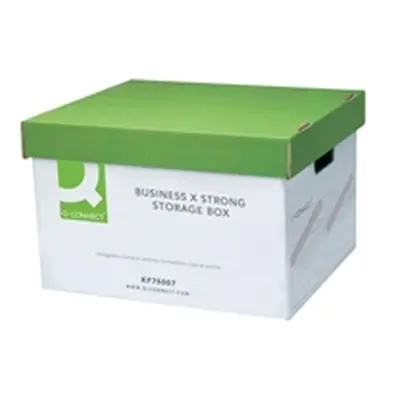 Q-Connect Extra Strong Storage Box W327xD387xH250mm Green White 10 Pk