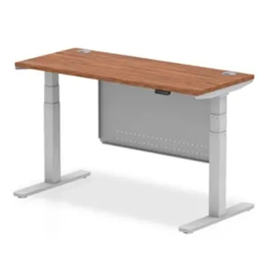 Air 1400x600 Height Adjustable Desk Walnut CP Silver Leg Modesty Panel