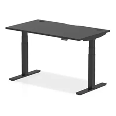 Air 1400x800mm Height Adjustable Desk Black Top Cable Ports Black Leg