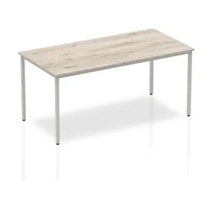 Impulse 1600mm Straight Table Grey Oak Top Silver Box Frame Leg