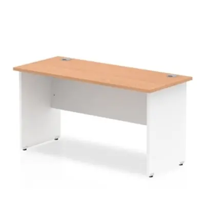 Impulse Panel End 1400/600 Rectangle Desk Oak Top White - TT000095