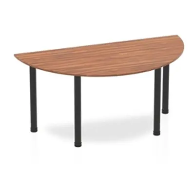 Impulse 1600mm Semi-Circle Table Walnut Top Black Post Leg