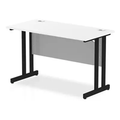 Impulse 1200 x 600mm Straight Desk White Top Black Cantilever Leg