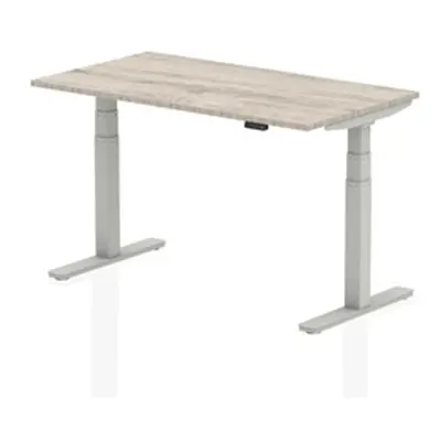 Air 1400 x 800mm Height Adjustable Desk Grey Oak Top Silver Leg