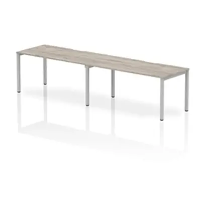 Evolve Plus 1600mm Single Row 2 Person Desk Grey Oak Top Silver Frame