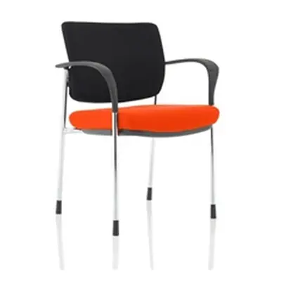 Brunswick Deluxe Black Fabric Back Chrome Frame Seat Orange With Arms