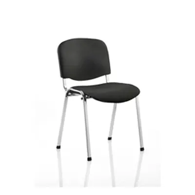 ISO Stacking Chair Black Fabric Chrome Frame Without Arms