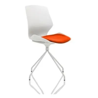 Florence Spindle White Frame Visitor Chair With Seat Tabasco Orange