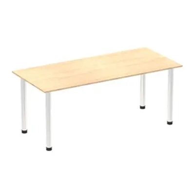 Impulse 1800mm Straight Table Maple Top Chrome Post Leg