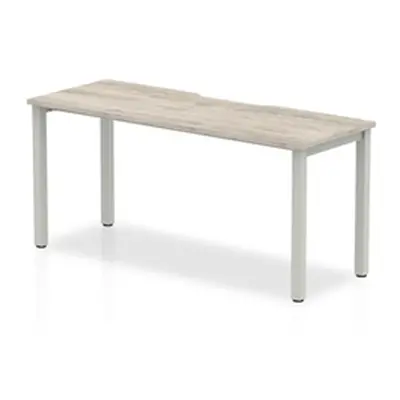 Evolve Plus 1600mm Single Starter Desk Grey Oak Top Silver Frame