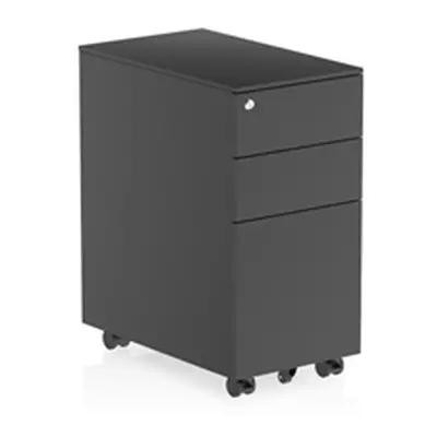 Steel Slim Mobile Pedestal Black