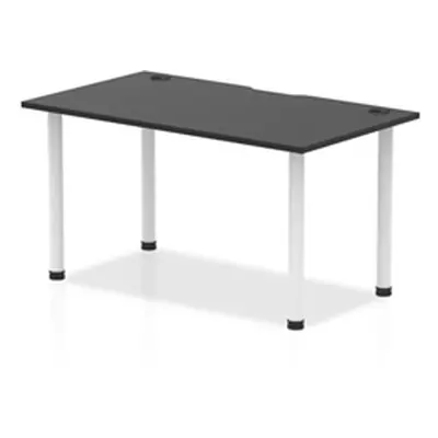 Impulse Black 1400 x 800mm Straight Table Black CP White Leg