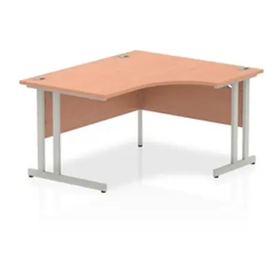 Impulse 1400mm Right Crescent Desk Beech Top Silver Cantilever Leg