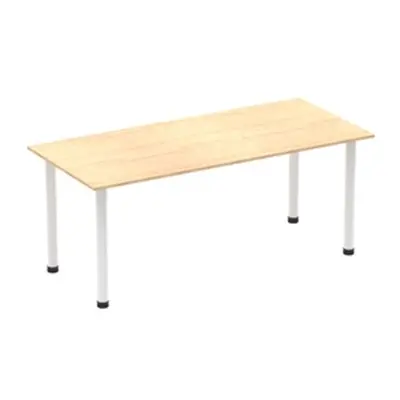 Impulse 1800mm Straight Table Maple Top White Post Leg