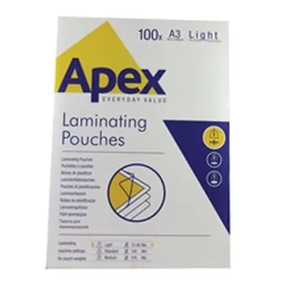 Fellowes Apex A3 Light Duty Laminating Pouches 150 Micron - 6001901