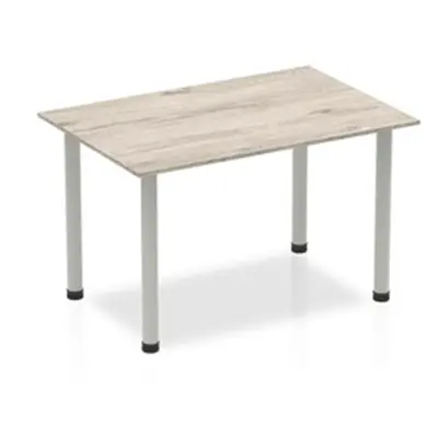 Impulse 1200mm Straight Table Grey Oak Top Silver Post Leg