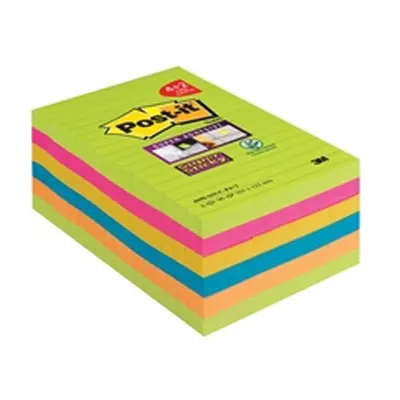 Post-it Notes Super Sticky XXL 101x152mm Ultra Colours 4+2 FREE (Pk 6)