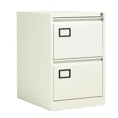 Bisley 2 Drawer Contract Steel Filing Cabinet - Chalk - AOC2WHT