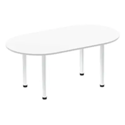 Impulse 1800mm Boardroom Table White Top Brushed Aluminium Post Leg